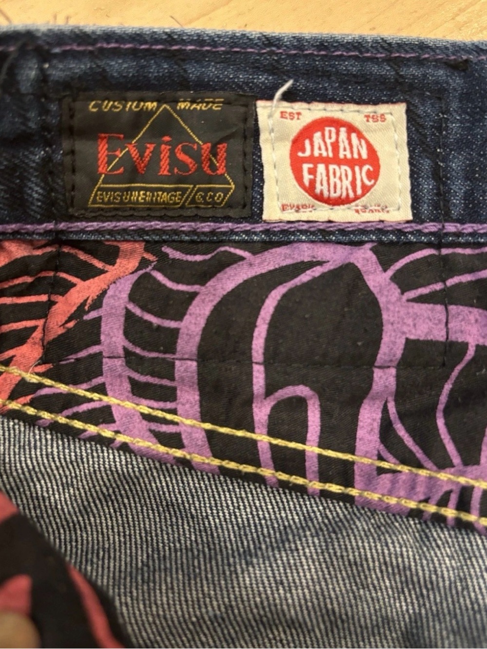 Vintage Evisu x INSA Jeans Size 28x32 Daicock Raw Japan Denim Y2K Rainbow Paint - Picture 8 of 12